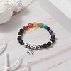 Chakra Theme Gemstone & Natural Lava Rock & Synthetic Hematite Beaded Stretch Bracelets for Women BJEW-JB09278-01-2