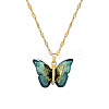 Brass Crystal Rhinestone Resin Glitter Butterfly Pendant 304 Stainless Steel Dapped Chain Necklaces for Women WG45291-01-2