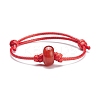 Natural Carnelian Disc Beaded Cord Bracelet BJEW-JB07686-02-1