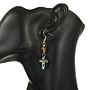 Cross Natural Amber & Abalone Shell/Paua Shell Dangle Earrings EJEW-JE07359-2