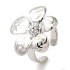 Flower Rack Plating Brass Cuff Rings for Women RJEW-G323-06P-1