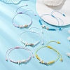 Synthetic Turquoise & Glass Seed Beads & Shell Braided Bead Bracelets BJEW-MZ00331-1