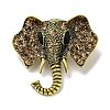 Vintage Elephant Alloy Rhinestone Brooches for Backpack Clothes JEWB-S028-06-1