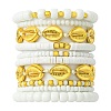10Pcs 10 Styles Handmade Polymer Clay & Glass Seed Beaded Stretch Bracelet Sets BJEW-SW001581-1