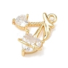 Brass Micro Pave Clear Cubic Zirconia Pendants KK-G545-20G-2