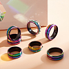7Pcs 7 Size 304 Stainless Steel Grooved Finger Rings Set for Men Women RJEW-UN0002-70-4