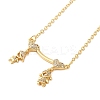 Brass Micro Pave Clear Cubic Zirconia Girls and boys Pendant Necklaces for Valentine's Day NJEW-K381-01B-G-1