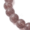 6mm Round Natural Strawberry Quartz Beaded Stretch Bracelets for Women Men BJEW-JB10455-3