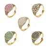 Brass Micro Pave Cubic Zirconia Cuff Rings for Women RJEW-A069-13G-2