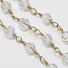 Handmade Faceted Glass Rondelle Beads Chains for Necklaces Bracelets Making CHC-L027-01-1