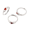 Hand with Heart Natural Carnelian Agate Adjustable Rings RJEW-Q817-06P-02-1