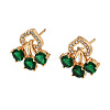 Flower Brass Micro Pave Clear Cubic Zirconia Stud Earrings for Women EJEW-G428-18G-01-4