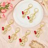 Brass Micro Pave Clear Cubic Zirconia Letter Pendant Keychain KEYC-SW00015-C-4