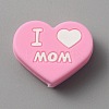 Heart with Word I Love Mom Silicone Beads SIL-WH0001-61H-1