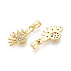 Brass Micro Pave Clear Cubic Zirconia Charms KK-N259-17G-2