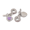 Rack Plating Alloy Light Rose Rhinestone European Dangle Charms FIND-C055-27P-02-2