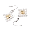 Rhombus Shell Pearl & Brass Dangle Earrings EJEW-JE05775-4