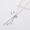 304 Stainless Steel Stud Earrings & Clock Disc Tassel Necklaces Sets for Women FB1747-6-1