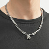 304 Stainless Steel Initial Pendant Cuban Link Chain Necklaces FS-WGB15F2-06-1