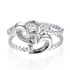 304 Stainless Steel Interlocking Heart Open Cuff Ring RJEW-N040-16-2