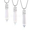 Bullet Opalite Pointed Pendant Necklaces NJEW-BB00018-05-1