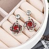 304 Stainless Steel Flower Stud Earrings EJEW-A119-05P-3