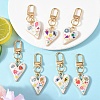 7Pcs Heart Alloy Enamel Pendant Decorations KEYC-YW00203-4