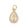 Brass Micro Pave Clear Cubic Zirconia Pendants KK-E111-31G-G-1