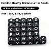 20Pcs Black Cube Letter Silicone Beads 12x12x12mm Square Dice Alphabet Beads with 2mm Hole Spacer Loose Letter Beads for Bracelet Necklace Jewelry Making JX433K-3