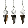 Natural Tiger Eye Cone Dowsing Pendulum Big Pendants G-C114-02P-18-1