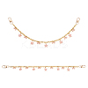 2Pcs Alloy Enamel Pink Bowknot Tassel 304 Stainless Steel Cable Chain Bag Decorative Chains AJEW-BBC0001-04-7