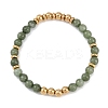 Ion Plating(IP) 304 Stainless Steel & Round Jade Beaded Stretch Bracelets for Women Men BJEW-M046-02G-4