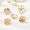 5Pcs 304 Stainless Steel Open Cuff Rings for Women RJEW-K313-11G-1
