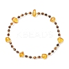 Natural Amber & Tiger Eye Beaded Stretch Bracelets for Women BJEW-JB13352-2