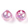 UV Plating Rainbow Iridescent Acrylic Beads X-OACR-G012-04A-2