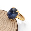 Hexagon Natural Lapis Lazuli Finger Rings RJEW-B113-02G-01-4