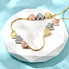 Brass Triple Color Heart Beaded Box Chain Necklaces NJEW-H057-01-2