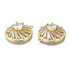 Brass Clear Cubic Zirconia Pendants ZIRC-S069-006G-3