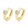 Heart Brass Micro Pave Clear Cubic Zirconia Hoop Earrings EJEW-Z102-28G-4