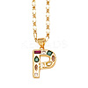 Brass Pave Colorful Cubic Zirconia Initial Pendant Necklaces FS-WG26597-16-1