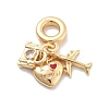 Brass Red Enamel European Dangle Charms KK-M305-19G-02-1