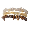 3Pcs Natural Citrine & Natural Tiger Eye & Natural Gold Rutilated Quartz Chip Beaded Stretch Bracelet Sets BJEW-JB10863-1