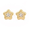 Clear Cubic Zirconia Star Stud Earrings EJEW-L231-73G-1