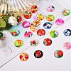 50Pcs Flower Printed Glass Cabochons sgGGLA-SZ0001-18-7