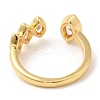Rack Plating Brass Pave Clear Cubic Zirconia Open Cuff Rings for Women X-RJEW-Q770-31G-2