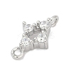 Brass Micro Pave Clear Cubic Zirconia Connector Charms KK-Z094-08P-02-2