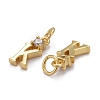 Brass Micro Pave Clear Cubic Zirconia Pendants ZIRC-Z011-35K-2