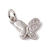 Brass Micro Pave Clear Cubic Zirconia Butterfly Charms ZIRC-F132-92P-1