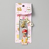 Japanese Maneki Neko Brass Bell Pendant Keychain KEYC-WH0036-13LG-03-5