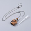 Natural Mixed Stone Perfume Bottle Pendant Necklaces NJEW-F266-02P-2